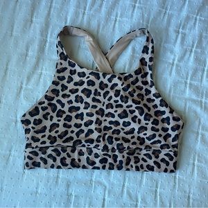 Fabletics Leopard Print “No-Bounce SculptKnit Bra” Size Medium